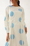 Shop_Son of A Noble Snob_Off White Cotton Satin Printed Spot Round Amore Dress _Online_at_Aza_Fashions