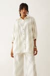 Buy_Son of A Noble Snob_Off White Cotton Satin Printed Carnival Shirt Collar Dana With Trousers _Online_at_Aza_Fashions