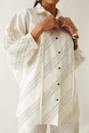 Son of A Noble Snob_Off White Cotton Satin Printed Carnival Shirt Collar Dana With Trousers _at_Aza_Fashions