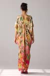 Shop_Verb by Pallavi Singhee_Multi Color Bemberg Satin Printed Tropical Plunge V Neck Ombre Kaftan Dress _at_Aza_Fashions