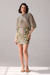 Verb by Pallavi Singhee_Yellow Cotton Print Floral Mini Skirt _Online_at_Aza_Fashions