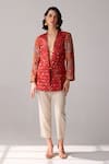 Buy_Verb by Pallavi Singhee_Red Viscose Georgette Print Floral Patola Collared Neck Jacket _at_Aza_Fashions