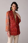 Verb by Pallavi Singhee_Red Viscose Georgette Print Floral Patola Collared Neck Jacket _Online_at_Aza_Fashions