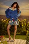 Buy_Nirmooha_Blue Muslin Cotton Printed Floral Tie-up Whisper Dress _at_Aza_Fashions