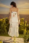 Shop_Nirmooha_White Chiffon Printed Floral Straight Three-tiered Dress _at_Aza_Fashions