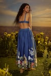 Shop_Nirmooha_Blue Denim Printed Floral Plunge Celestial Charm Bralette With Top _at_Aza_Fashions