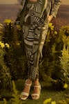 Nirmooha_Green Mul Cotton Printed Abstract Lapel Notch Power Pose Blazer Set _Online_at_Aza_Fashions