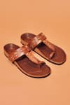 Buy_Dmodot_Brown Bruno Corko Ricamo Kolhapuri Sandals _at_Aza_Fashions