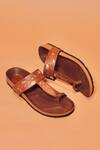 Shop_Dmodot_Brown Bruno Corko Ricamo Kolhapuri Sandals _at_Aza_Fashions