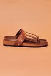 Buy_Dmodot_Brown Bruno Corko Ricamo Kolhapuri Sandals _Online_at_Aza_Fashions