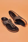 Shop_Dmodot_Black Leopard Print Pelle Corko Sandals _at_Aza_Fashions