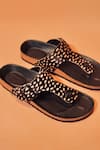 Shop_Dmodot_Black Leopard Print Pelle Corko Sandals _Online_at_Aza_Fashions