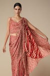 Gulabo by Abu Sandeep_Red Modal Satin Printed Bandhani Pre-draped Saree _Online_at_Aza_Fashions