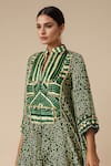 Gulabo By Abu Sandeep_Green Modal Satin Printed Bandhani Collared Asymmetric Kurta _Online_at_Aza_Fashions
