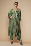 Buy_Gulabo By Abu Sandeep_Green Modal Satin Printed Leheriya Straight Pant_at_Aza_Fashions