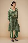 Buy_Gulabo By Abu Sandeep_Green Modal Satin Printed Leheriya Straight Pant_Online_at_Aza_Fashions
