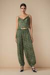 Buy_Gulabo By Abu Sandeep_Green Modal Satin Printed Bandhani Pattern Afghani Salwar _at_Aza_Fashions