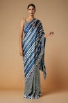 Buy_Gulabo by Abu Sandeep_Blue Modal Satin Printed Bandhani Saree _at_Aza_Fashions