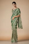 Shop_Gulabo by Abu Sandeep_Green Modal Satin Printed Bandhani Leheriya Saree _Online_at_Aza_Fashions