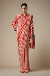 Buy_Gulabo by Abu Sandeep_Red Modal Satin Printed Bandhani Embellished Hem Saree _at_Aza_Fashions