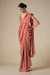 Buy_Gulabo by Abu Sandeep_Red Modal Satin Printed Bandhani Embellished Hem Saree _Online_at_Aza_Fashions