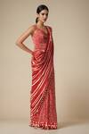 Shop_Gulabo by Abu Sandeep_Red Modal Satin Printed Bandhani Embellished Hem Saree _Online_at_Aza_Fashions