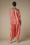 Shop_Gulabo by Abu Sandeep_Red Modal Satin Print Bandhej And Ghungroo Embellished Shirt With Harem Pant _at_Aza_Fashions