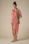 Buy_Gulabo by Abu Sandeep_Red Modal Satin Print Bandhej And Ghungroo Embellished Shirt With Harem Pant _Online_at_Aza_Fashions