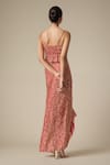 Shop_Gulabo By Abu Sandeep_Red Modal Satin Print Bandhani Cowl Neck Bandhej Crop Blouse _at_Aza_Fashions