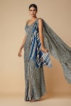 Buy_Gulabo by Abu Sandeep_Blue Modal Satin Print Bandhani Bloom Pre-draped Saree _at_Aza_Fashions