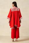 Shop_Gulabo By Abu Sandeep_Red Rayon Tassels, Embroidery Collared Geometric Tunic With Pant _at_Aza_Fashions