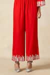 Buy_Gulabo By Abu Sandeep_Red Rayon Tassels, Embroidery Collared Geometric Tunic With Pant 