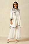 Gulabo By Abu Sandeep_Off White Rayon Tassels, Embroidery Metallic Applique Work Tunic With Pant _Online_at_Aza_Fashions