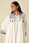 Gulabo By Abu Sandeep_Off White Rayon Tassels, Embroidery Metallic Applique Work Tunic With Pant _at_Aza_Fashions