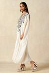 Shop_Gulabo By Abu Sandeep_Off White Rayon Embroidered Metallic Applique V-neck Geometric Work Kaftan _Online_at_Aza_Fashions