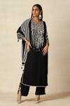 Gulabo By Abu Sandeep_Black Rayon Embroidery Round Neck Geometric Applique Work Kurta _Online_at_Aza_Fashions