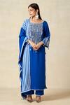 Gulabo By Abu Sandeep_Blue Rayon Tassels, Metallic Thread Round Geometric Pattern Embroidered Kurta _Online_at_Aza_Fashions