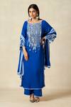 Buy_Gulabo By Abu Sandeep_Blue Rayon Tassels, Metallic Thread Round Geometric Pattern Embroidered Kurta _Online_at_Aza_Fashions