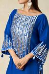 Gulabo By Abu Sandeep_Blue Rayon Tassels, Metallic Thread Round Geometric Pattern Embroidered Kurta _at_Aza_Fashions