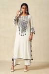 Shop Gulabo By Abu Sandeep Off White Rayon Embroidered Metallic Applique Geometric Pattern Yoke Kurta Online at Aza Fashions Shop_Gulabo By Abu Sandeep_Off White Rayon Embroidered Metallic Applique Geometric Pattern Yoke Kurta _Online_at_Aza_Fashions