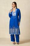 Buy Gulabo By Abu Sandeep Blue Rayon Metallic Thread Geometric Embroidered Yoke Kali Kurta With Pant at Aza Fashions Buy_Gulabo By Abu Sandeep_Blue Rayon Metallic Thread Geometric Embroidered Yoke Kali Kurta With Pant _at_Aza_Fashions