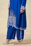 Gulabo By Abu Sandeep Blue Rayon Metallic Thread Geometric Embroidered Yoke Kali Kurta With Pant at Aza Fashions Gulabo By Abu Sandeep_Blue Rayon Metallic Thread Geometric Embroidered Yoke Kali Kurta With Pant _at_Aza_Fashions