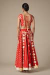 Shop_Gulabo by Abu Sandeep_Red Modal Chanderi Embroidered Gota Lace Round Geometric Work Blouse _at_Aza_Fashions