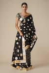 Buy_Gulabo by Abu Sandeep_Black Modal Chanderi Embroidered Gota Lace Circle Work Saree _at_Aza_Fashions