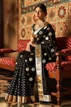 Gulabo by Abu Sandeep_Black Modal Chanderi Embroidered Gota Lace Circle Work Saree _Online_at_Aza_Fashions