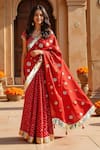 Buy_Gulabo by Abu Sandeep_Red Modal Chanderi Embroidered Gota Lace Circular Work Saree _at_Aza_Fashions