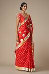 Gulabo by Abu Sandeep_Red Modal Chanderi Embroidered Gota Lace Circular Work Saree _Online_at_Aza_Fashions