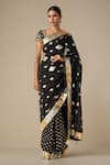 Buy_Gulabo by Abu Sandeep_Black Modal Chanderi Embroidered Gota Lace Diamond Pattern Work Saree _at_Aza_Fashions