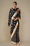 Buy_Gulabo by Abu Sandeep_Black Modal Chanderi Embroidered Gota Lace Diamond Pattern Work Saree _Online_at_Aza_Fashions