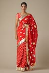 Buy_Gulabo by Abu Sandeep_Red Modal Chanderi Embroidered Gota Lace Diamond Saree _at_Aza_Fashions